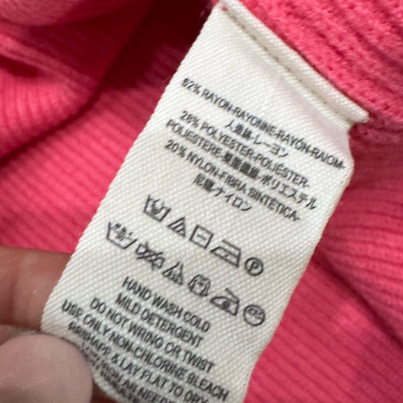 Free People Colorblock Soft Turtleneck Sweater Candypop- size XS EUC - Picture 8 of 8